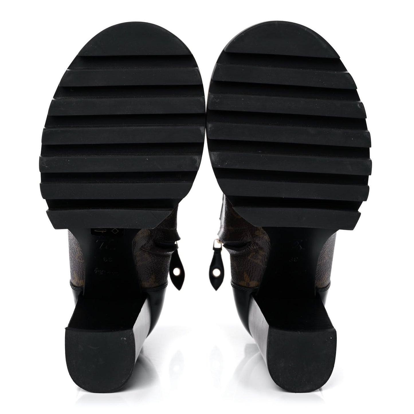 Patent Calfskin Monogram Star Trail Ankle Boots 39 Black