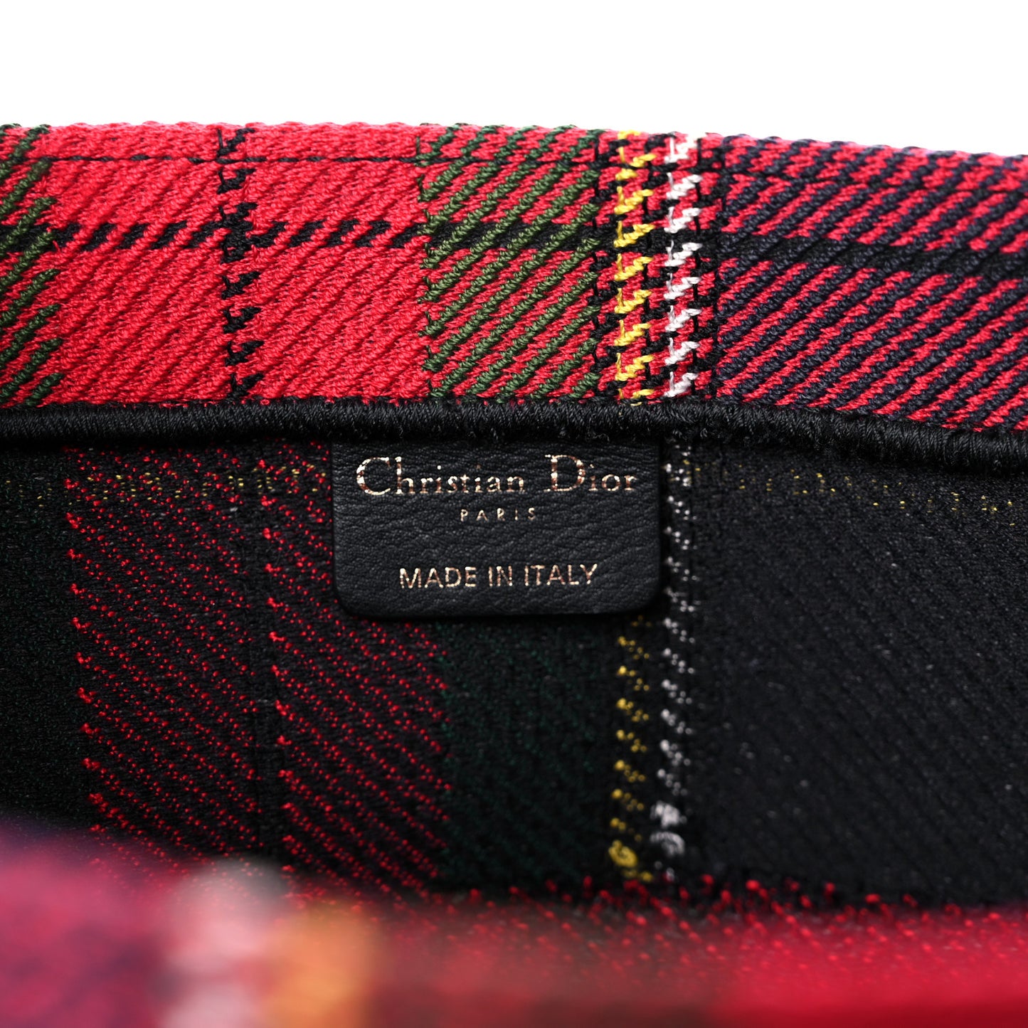 Canvas Embroidered Medium Tartan Check Book Tote Red Multicolor