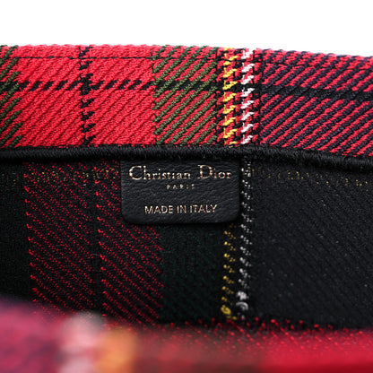 Christian Dior Canvas Embroidered Medium Tartan Check Book Tote Red Multicolor 6 of 12