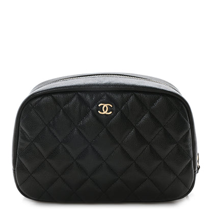 Chanel Caviar Quilted Medium Curvy Pouch Cosmetic Case Black 1 of 11