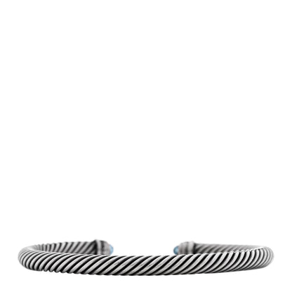 David Yurman Sterling Silver Diamond Blue Topaz 5mm Cable Classics Bracelet 2 of 3