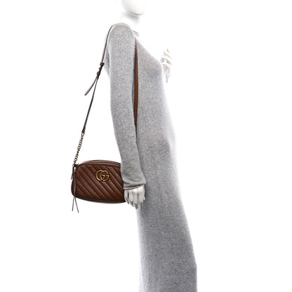 Gucci Glazed Calfskin Matelasse Diagonal Small GG Marmont Chain Shoulder Bag Cuir 2 of 10