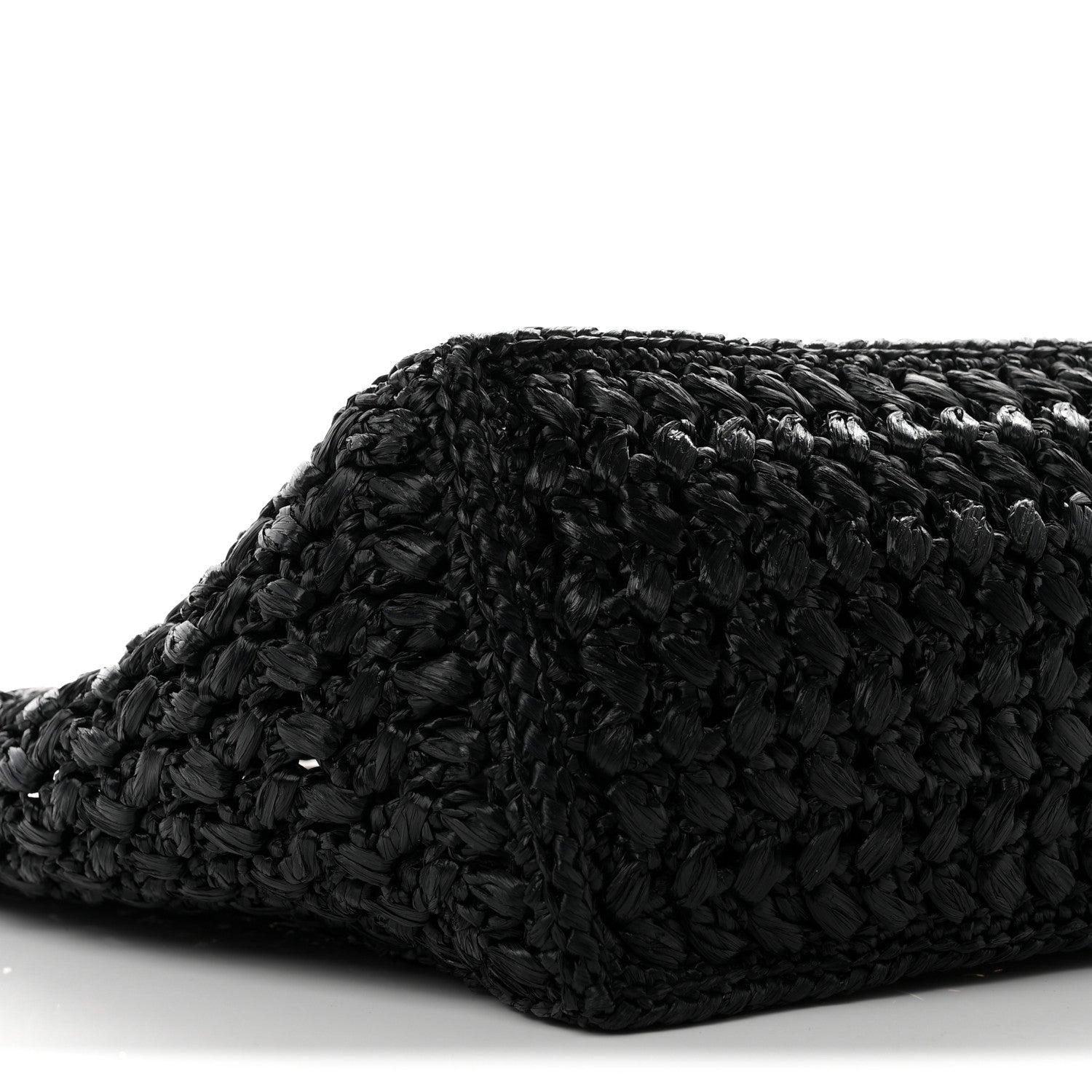 Chanel Raffia Effect Calfskin Coco Beach Shopping Tote Black 8 of 9