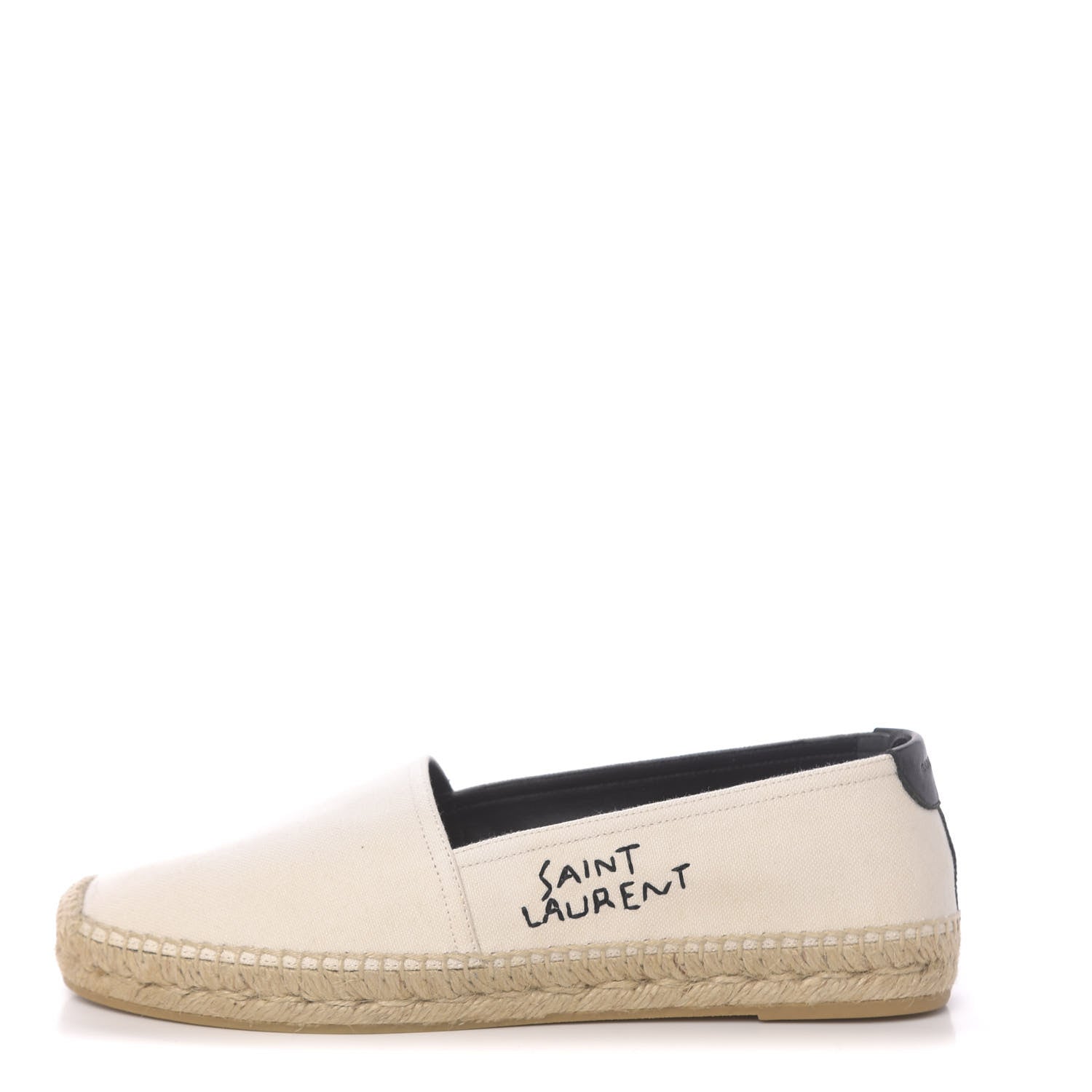 Saint Laurent Canvas Nappa Elba Light Logo Embroidered Espadrilles 38.5 Panna 1 of 10