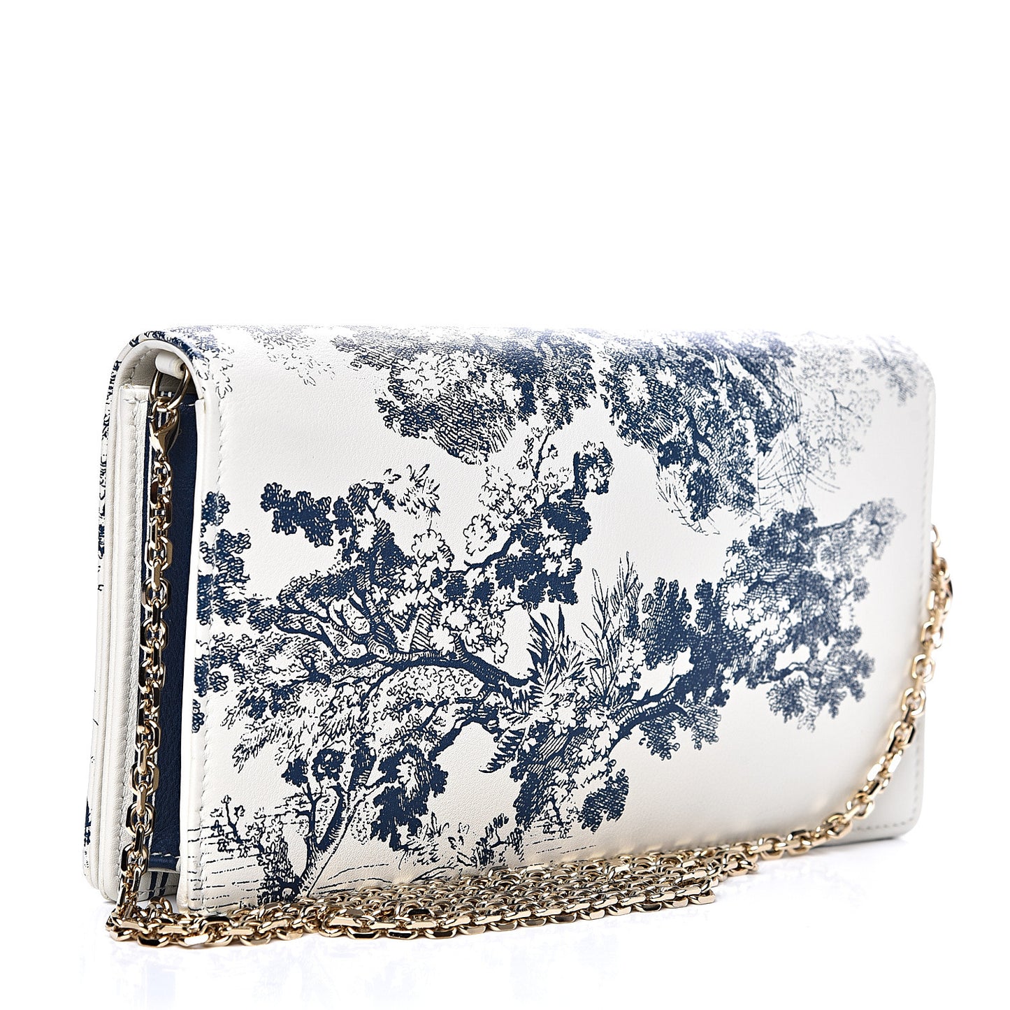 Calfskin Lady Dior Toile De Jouy Clutch Blue White
