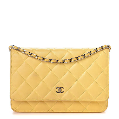Chanel Lambskin Quilted Wallet on Chain WOC Yellow 1 of 11