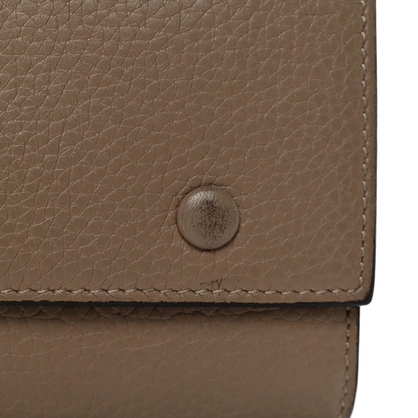 Drummed Calfskin Large Multifunction Flap Wallet Dune