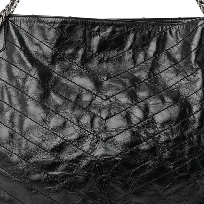 Saint Laurent Crinkled Calfskin Matelasse Monogram Medium Niki Shopper Tote Black 8 of 12