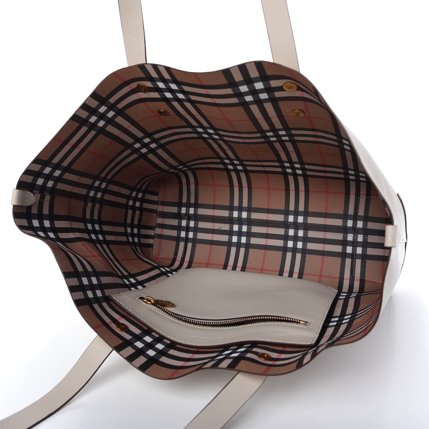 Burberry Calfskin Crest Embossed Small Tote Limestone 5 of 10