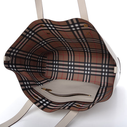 Burberry Calfskin Crest Embossed Small Tote Limestone 5 of 10