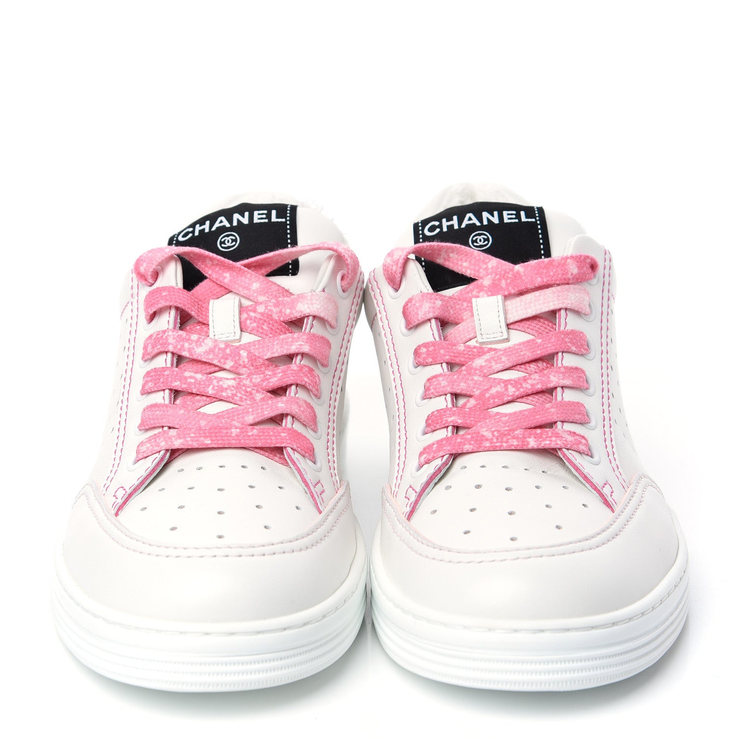 Chanel Calfskin Womens Logo Sneakers 38.5 Pink White 2 of 11