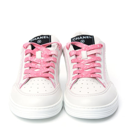 Chanel Calfskin Womens Logo Sneakers 38.5 Pink White 2 of 11