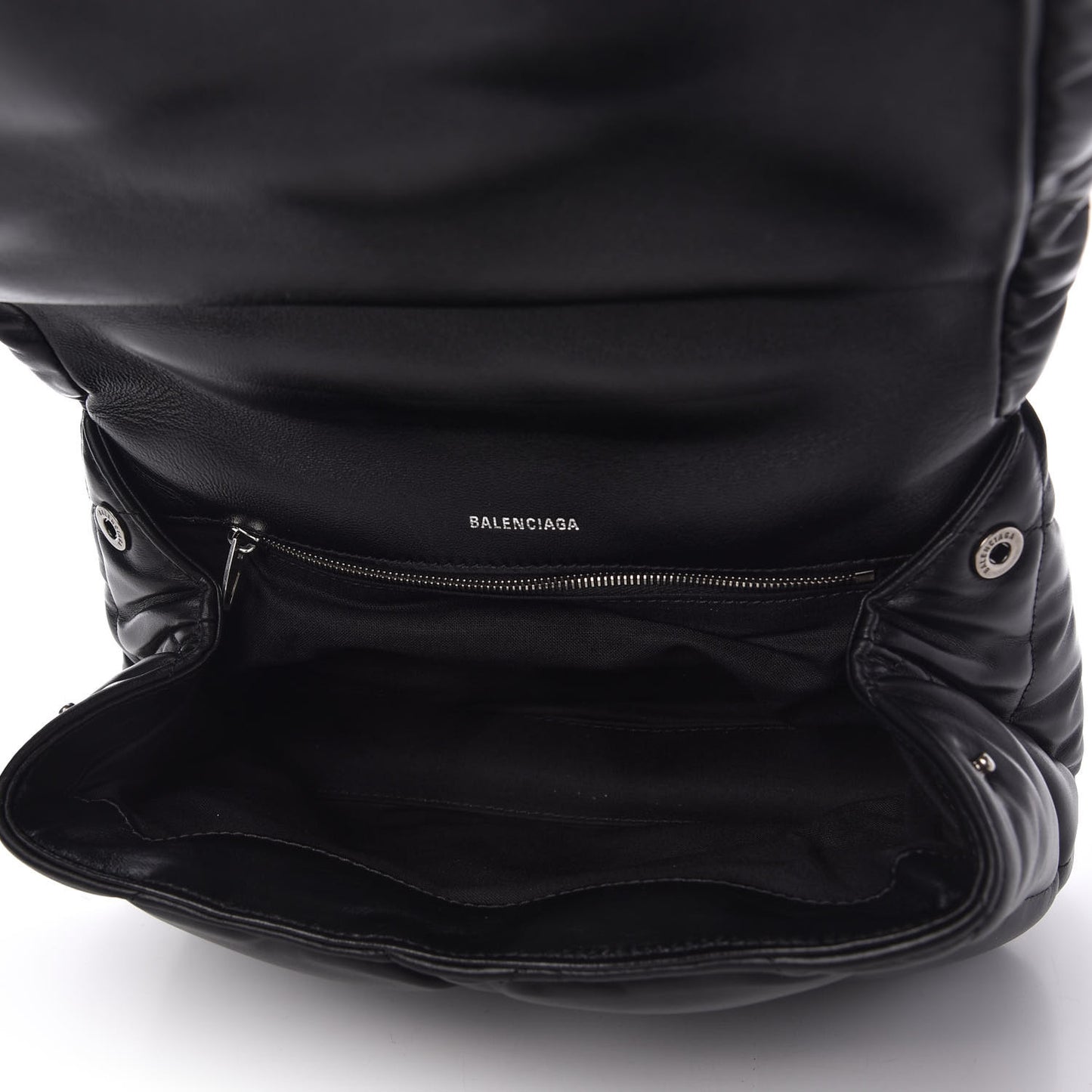 Nappa Calfskin Quilted Touch B Puffy Clutch Black