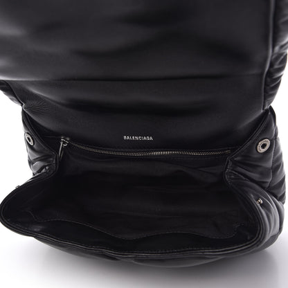 Balenciaga Nappa Calfskin Quilted Touch B Puffy Clutch Black 5 of 9