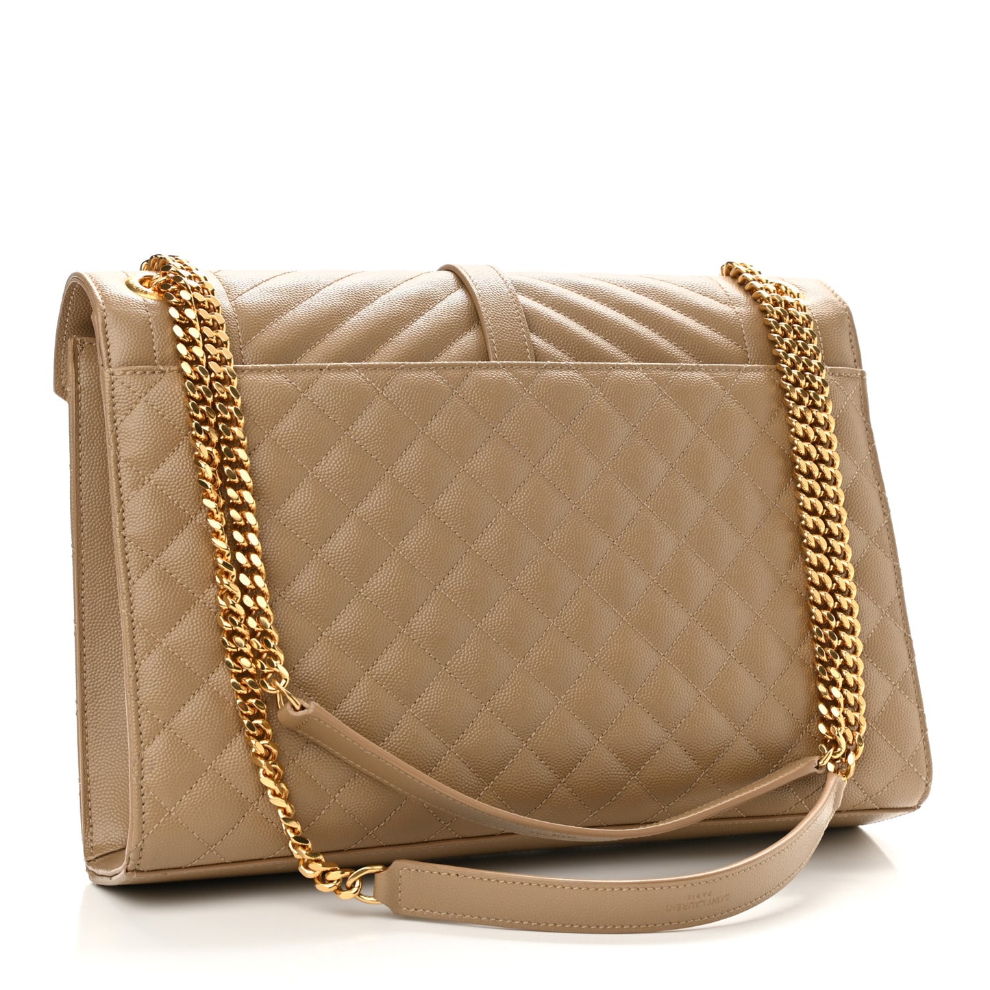 Grain De Poudre Textured Mixed Matelasse Triquilt Large Monogram Satchel Natural Tan
