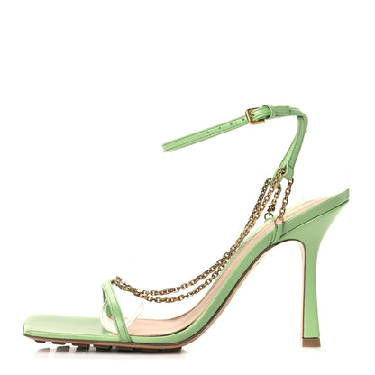 Bottega Veneta Lambskin Stretch Chain Strap 90mm Sandals 38 Pistachio 1 of 8