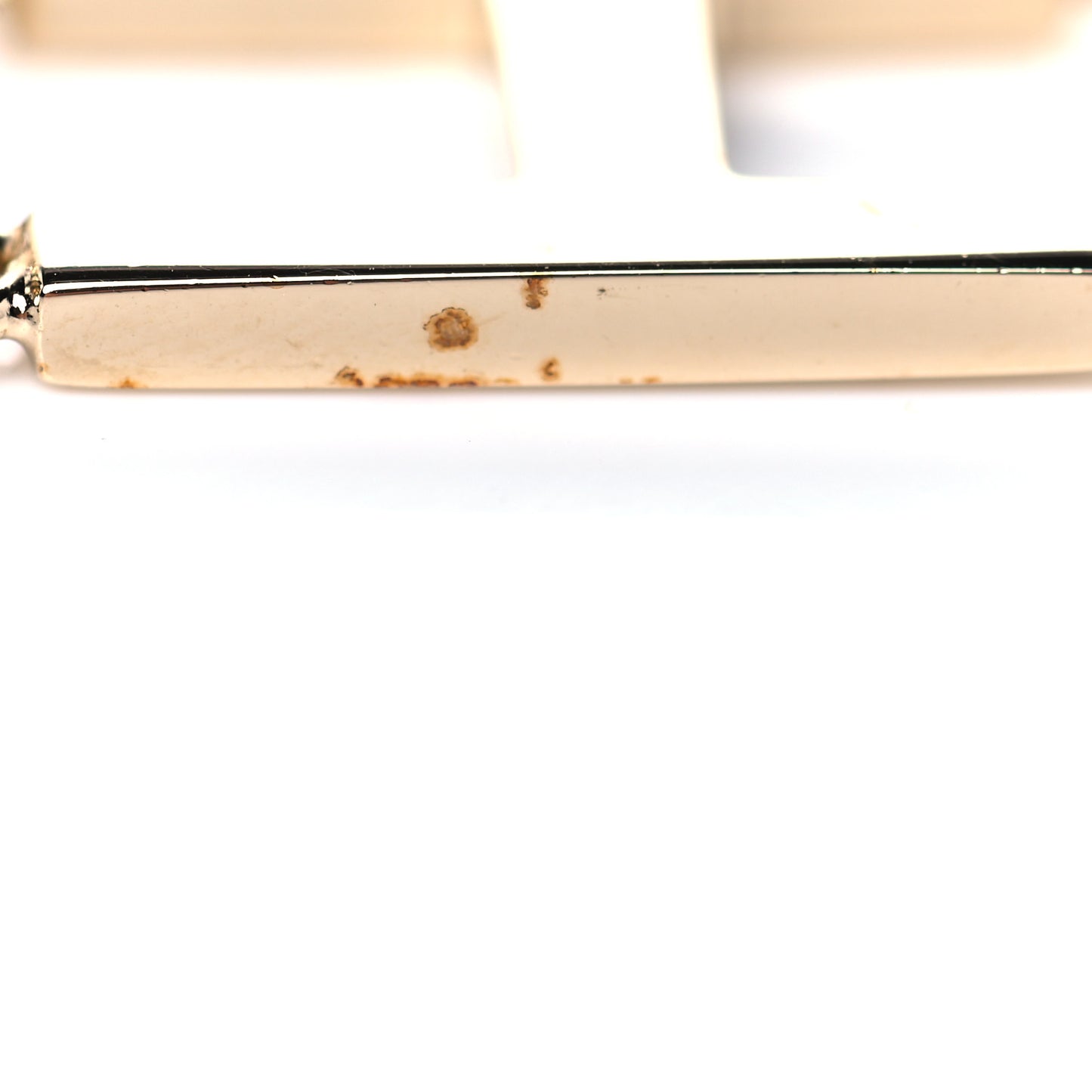 Metal Cha-Nel Logo Drop Earrings Gold