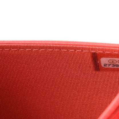 Chanel Calfskin Chevron Quilted Boy Wallet On Chain WOC Coral 10 of 12