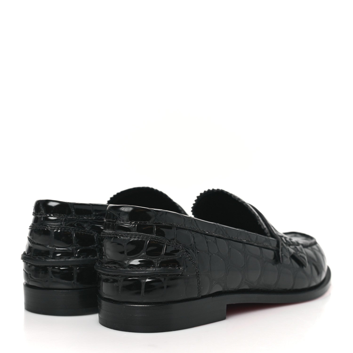 Christian Louboutin Patent Crocodile Embossed Flat Penny Loafers 37 Black 4 of 7