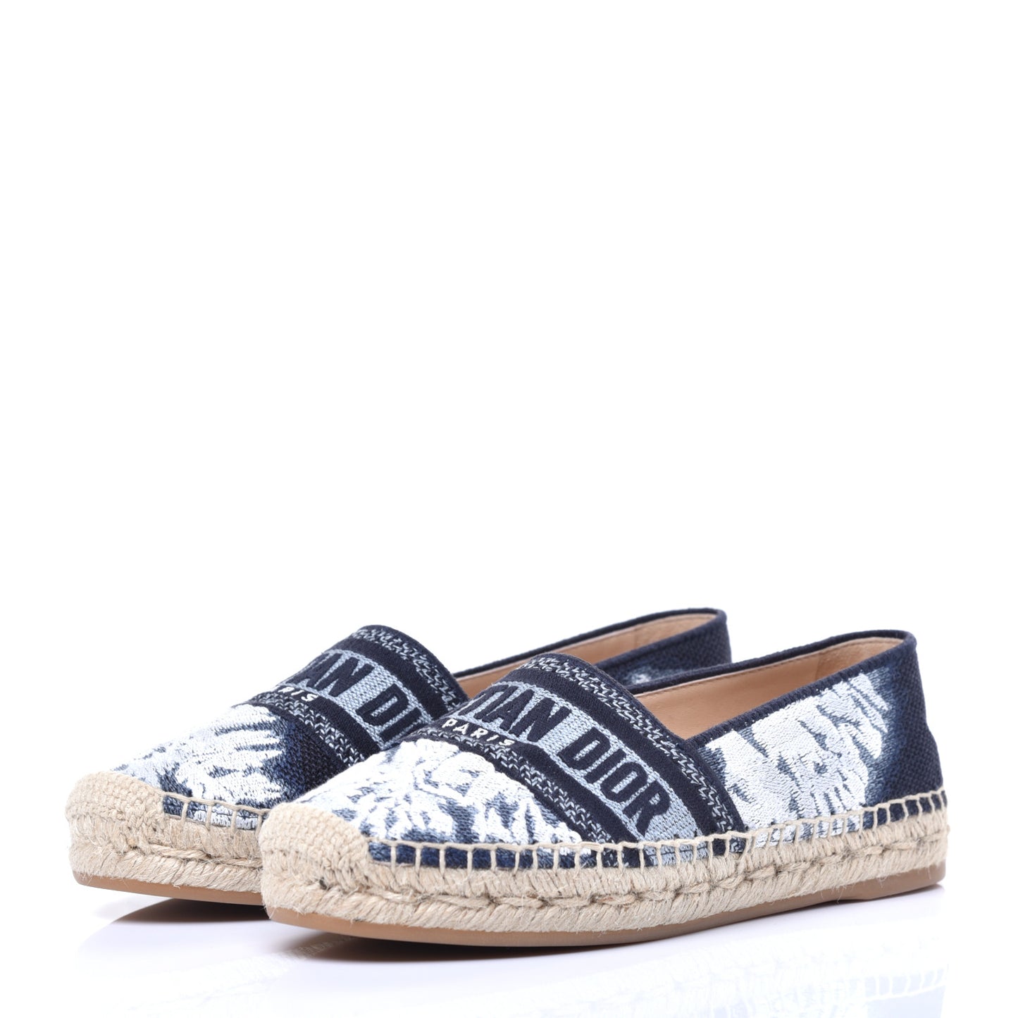 Canvas Tie and Dior Embroidered Granville 15mm Espadrilles 35.5 Denim