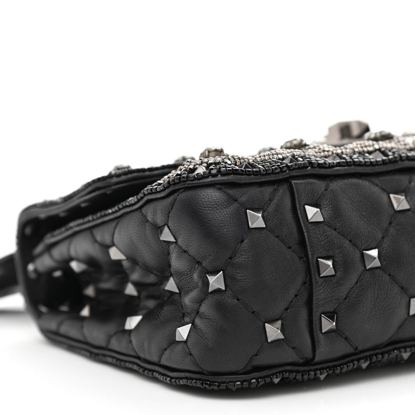 Beaded Small Rockstud Spike It Shoulder Bag Black
