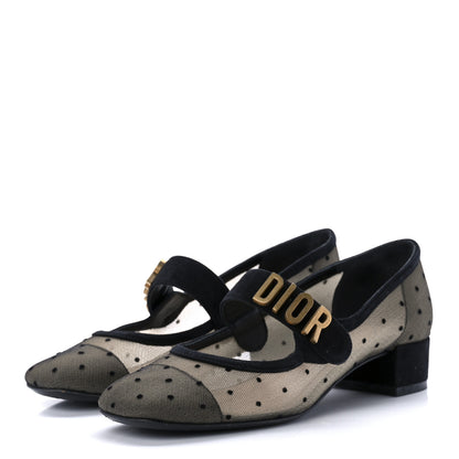 Christian Dior Mesh Plumetis Suede Baby-D Ballet Pumps 35 Black 3 of 7