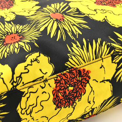 Prada Tessuto Nylon Saffiano Floral Print Tote Yellow Multicolor 11 of 14