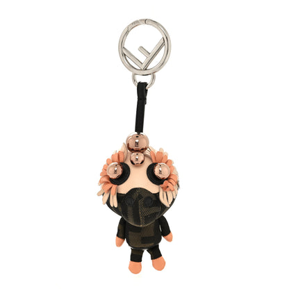 Fendi Shiny Nappa Zucca Pearl Fringe Space Monkey Bag Charm Plaster Albicocca Tobacco 1 of 3