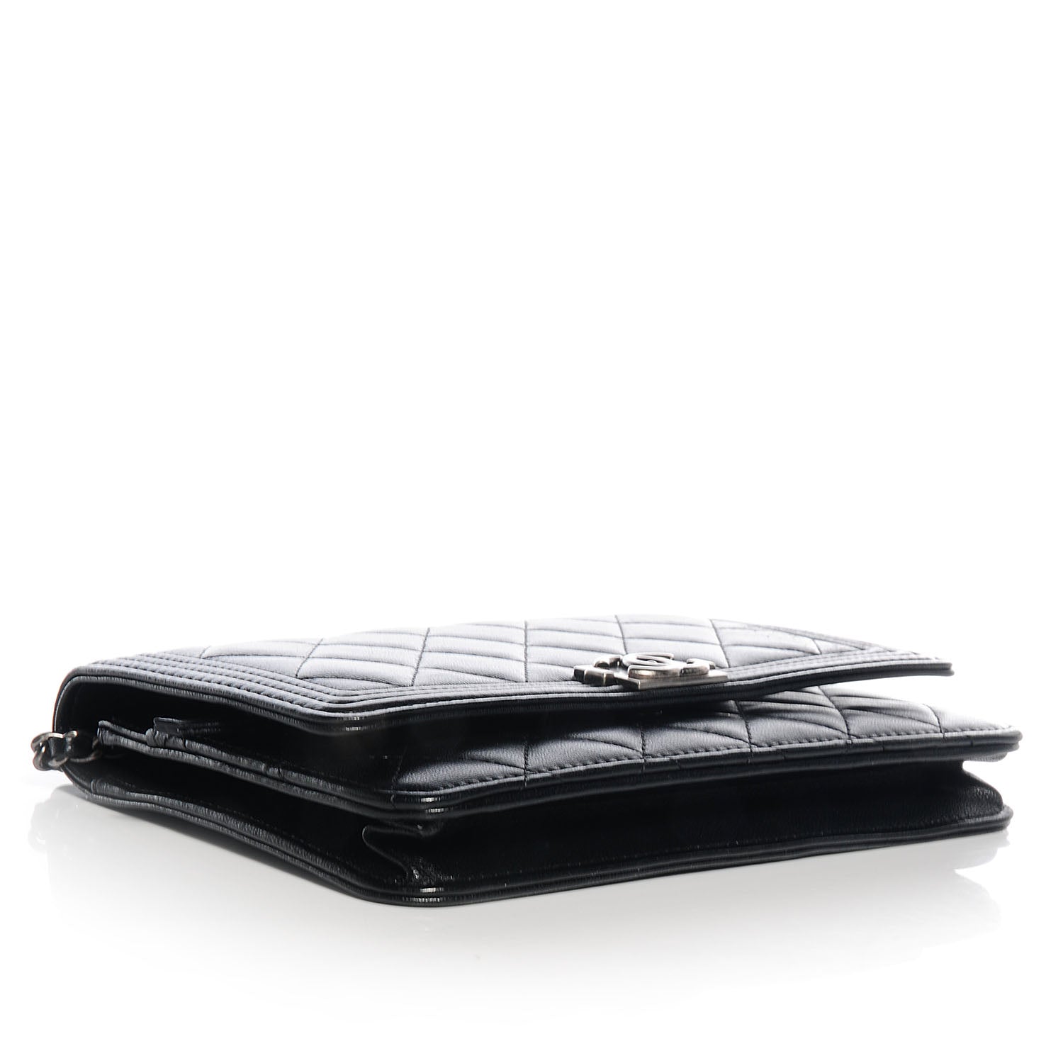 Chanel Lambskin Quilted Boy Wallet On Chain WOC Black 4 of 9