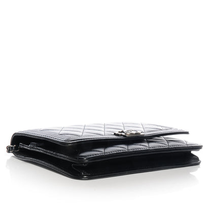 Chanel Lambskin Quilted Boy Wallet On Chain WOC Black 4 of 9