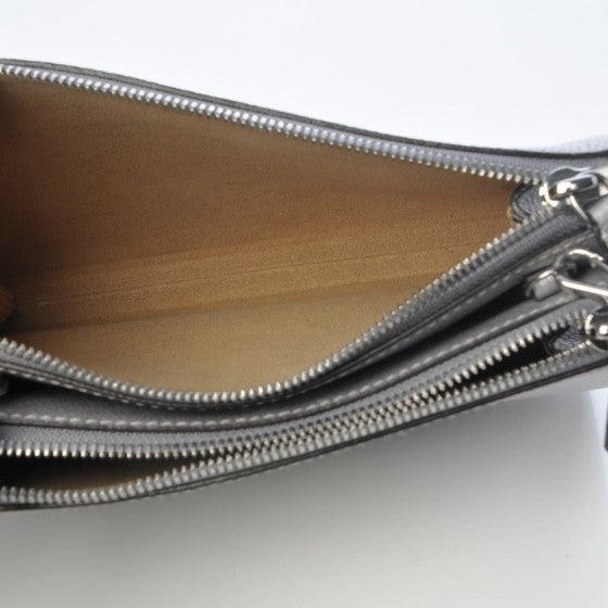 Grained Calfskin Milla Double Crossbody Bag Spike Silver
