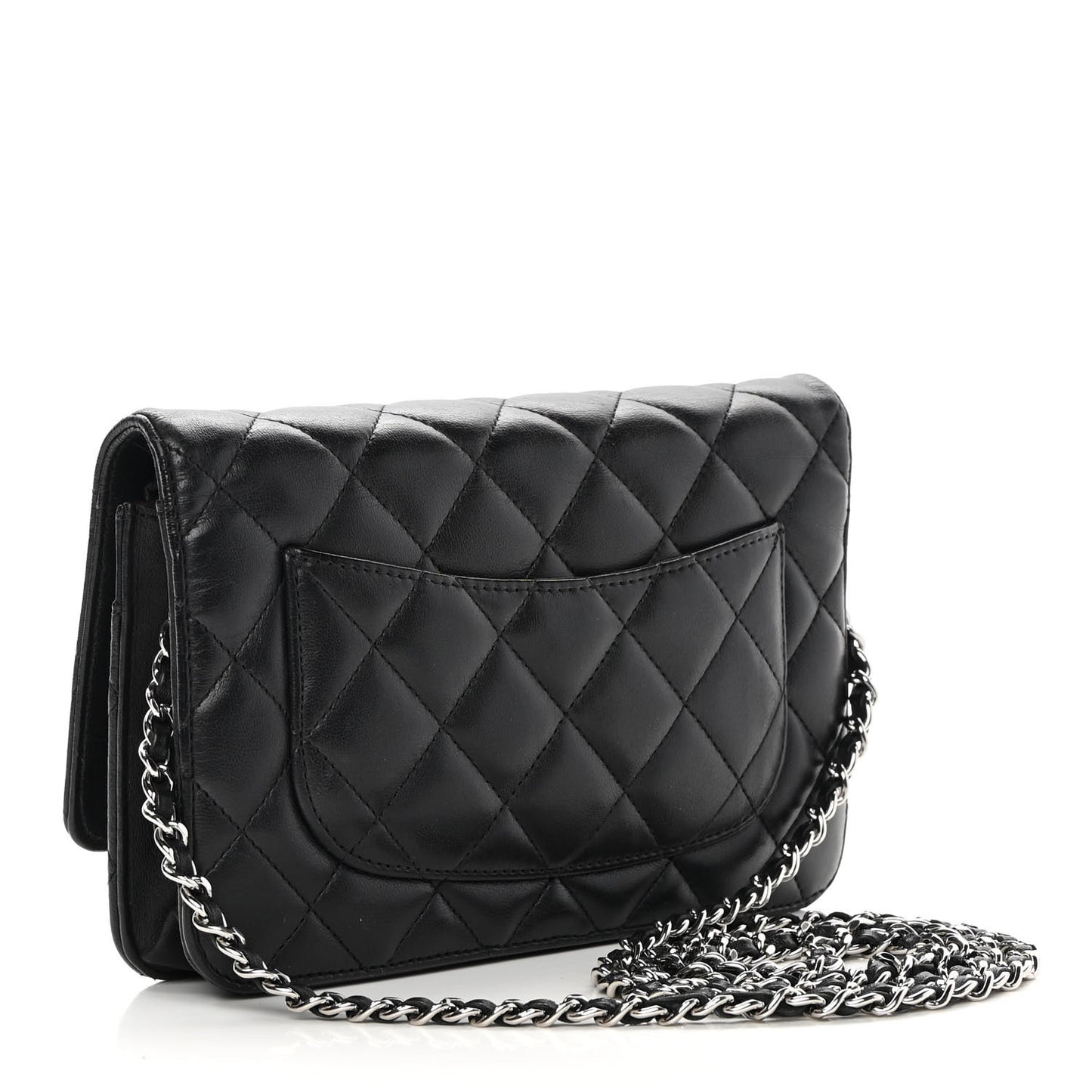 Lambskin Quilted Wallet On Chain WOC Black