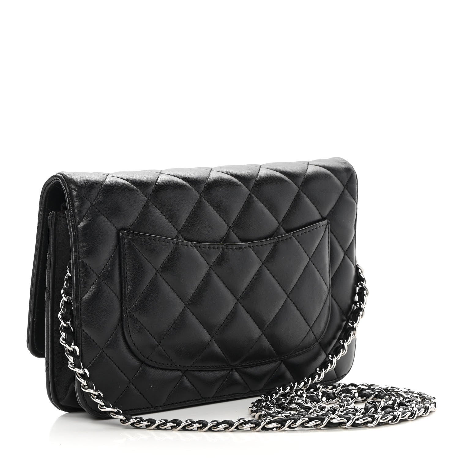 Chanel Lambskin Quilted Wallet On Chain WOC Black 2 of 14