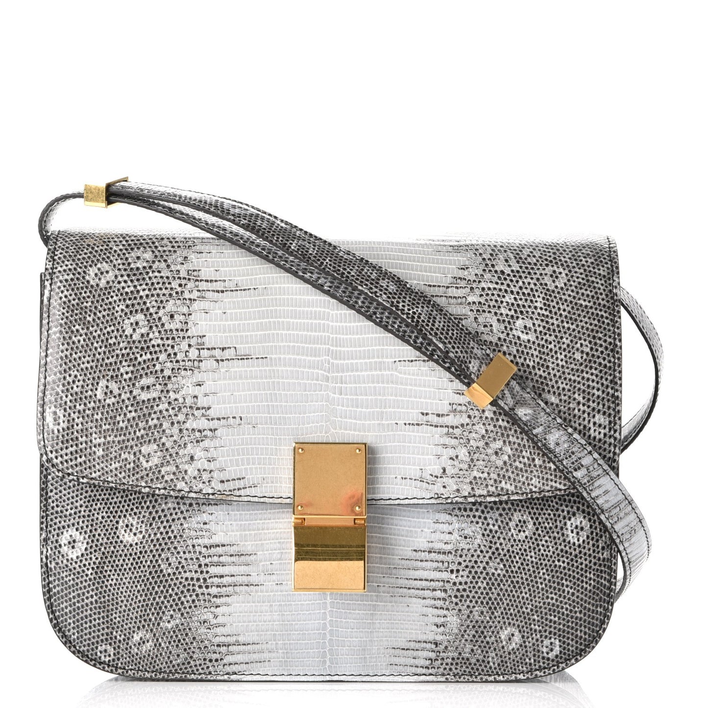 Lizard Medium Classic Box Flap Bag Mineral