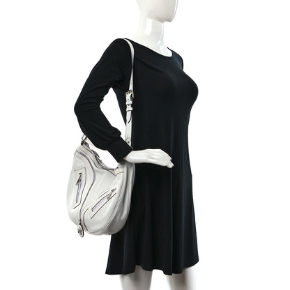 Versace Calfskin Large Repeat Zip Hobo White 2 of 9