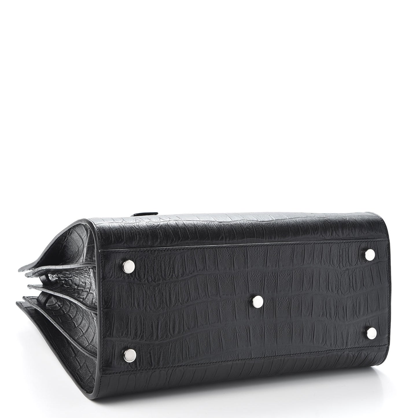 Calfskin Crocodile Embossed Small Sac de Jour Black