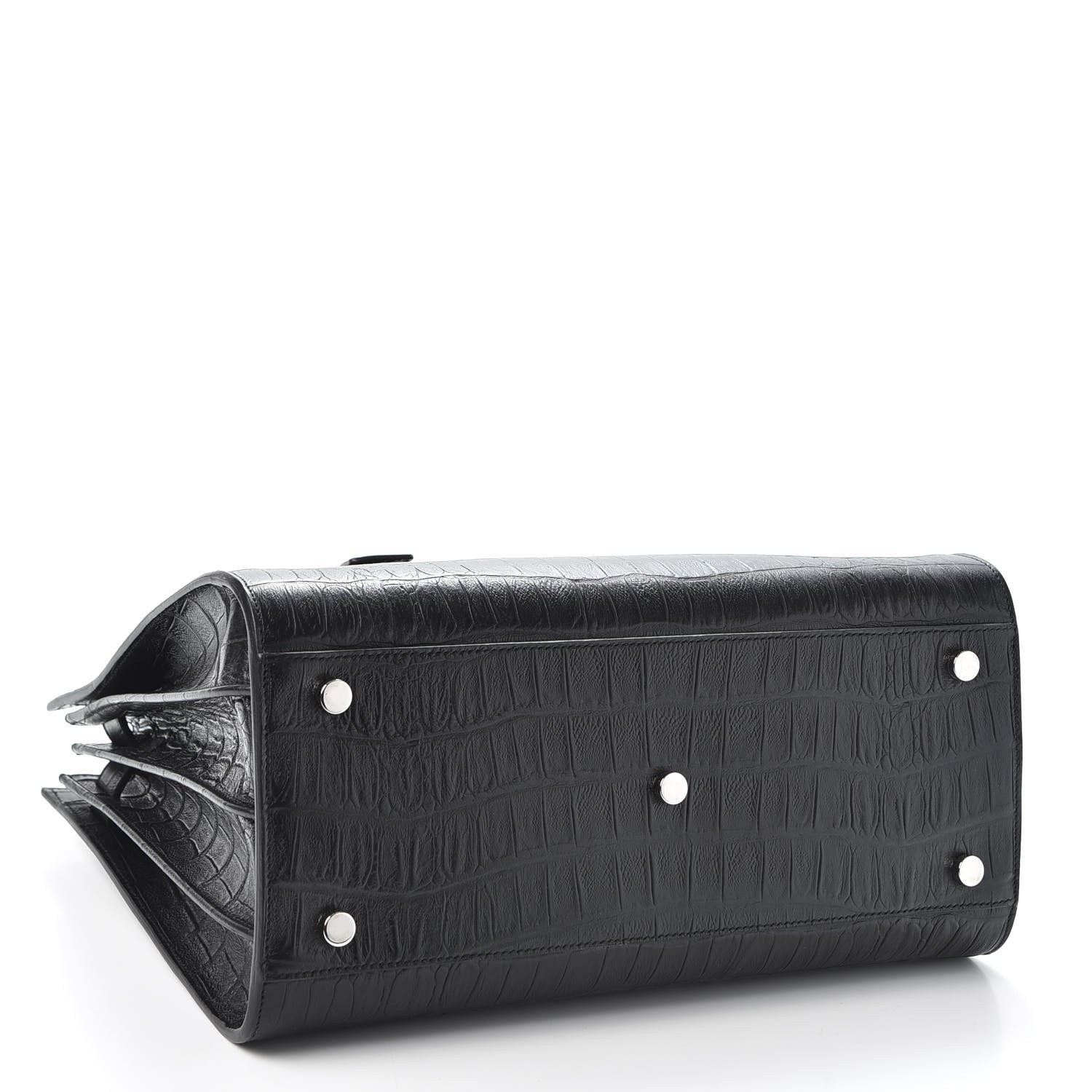 Saint Laurent Calfskin Crocodile Embossed Small Sac de Jour Black 3 of 9