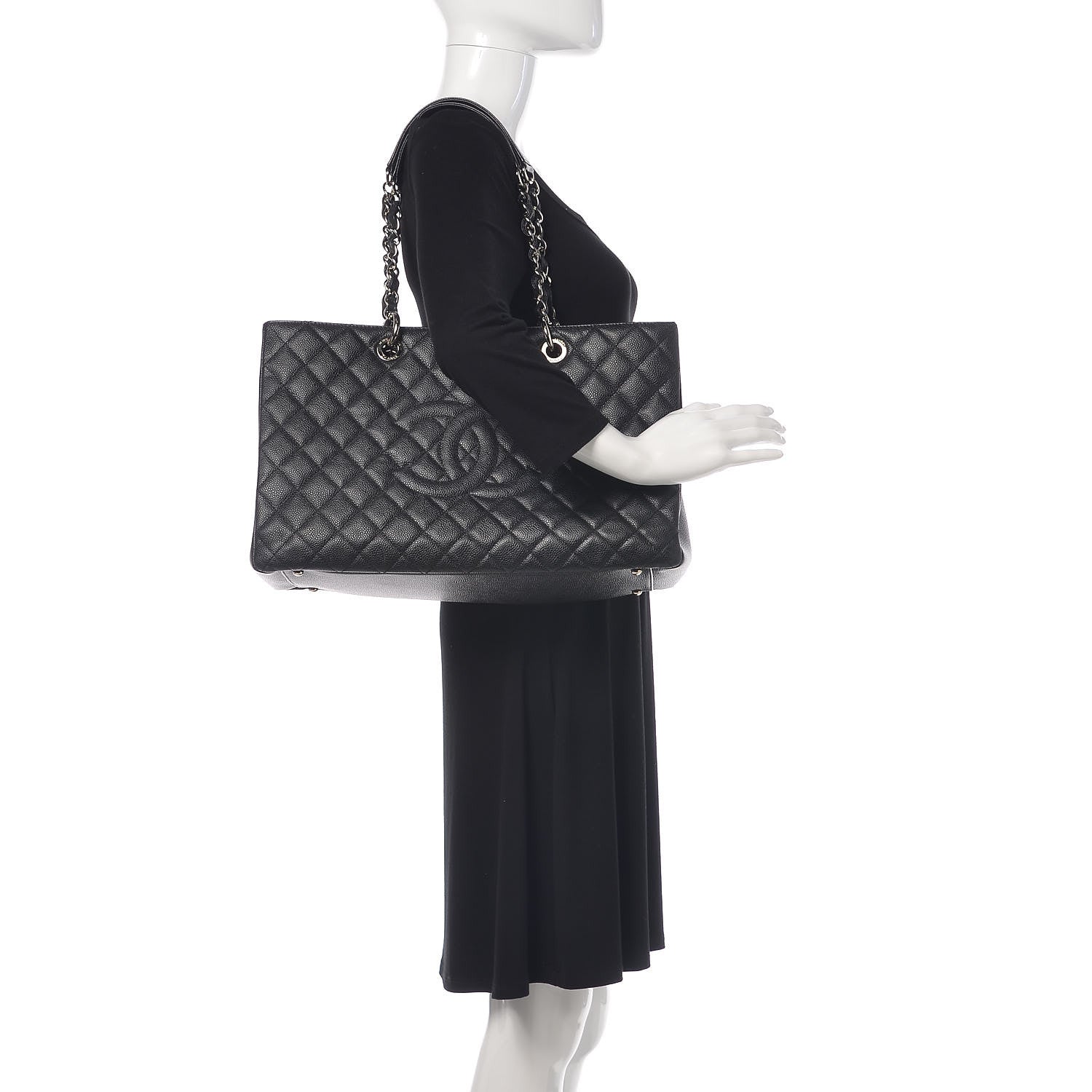 Chanel Caviar Quilted XL Grand Shopping Tote GST Black 2 of 14