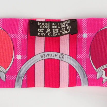 Hermes Silk Tatersale Twilly Fuchsia Rouge Vif Corail 5 of 10
