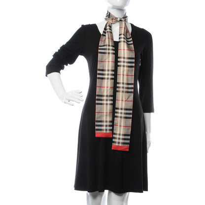 Burberry Silk Castleford Check Skinny Scarf Camel 2 of 7
