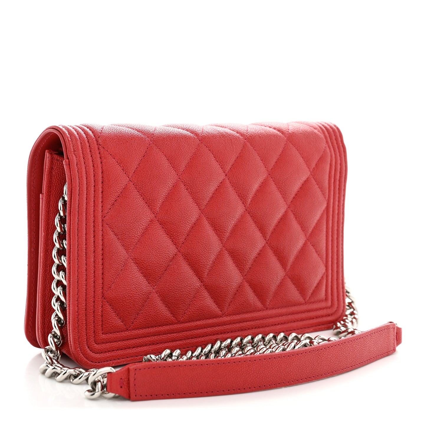 Caviar Quilted Boy Wallet On Chain WOC Red Red