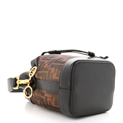 Fendi Mesh Vitello Grace F is Fendi FF 1974 Mini Mon Tresor Bucket Bag Marrone Black Ebano 4 of 10