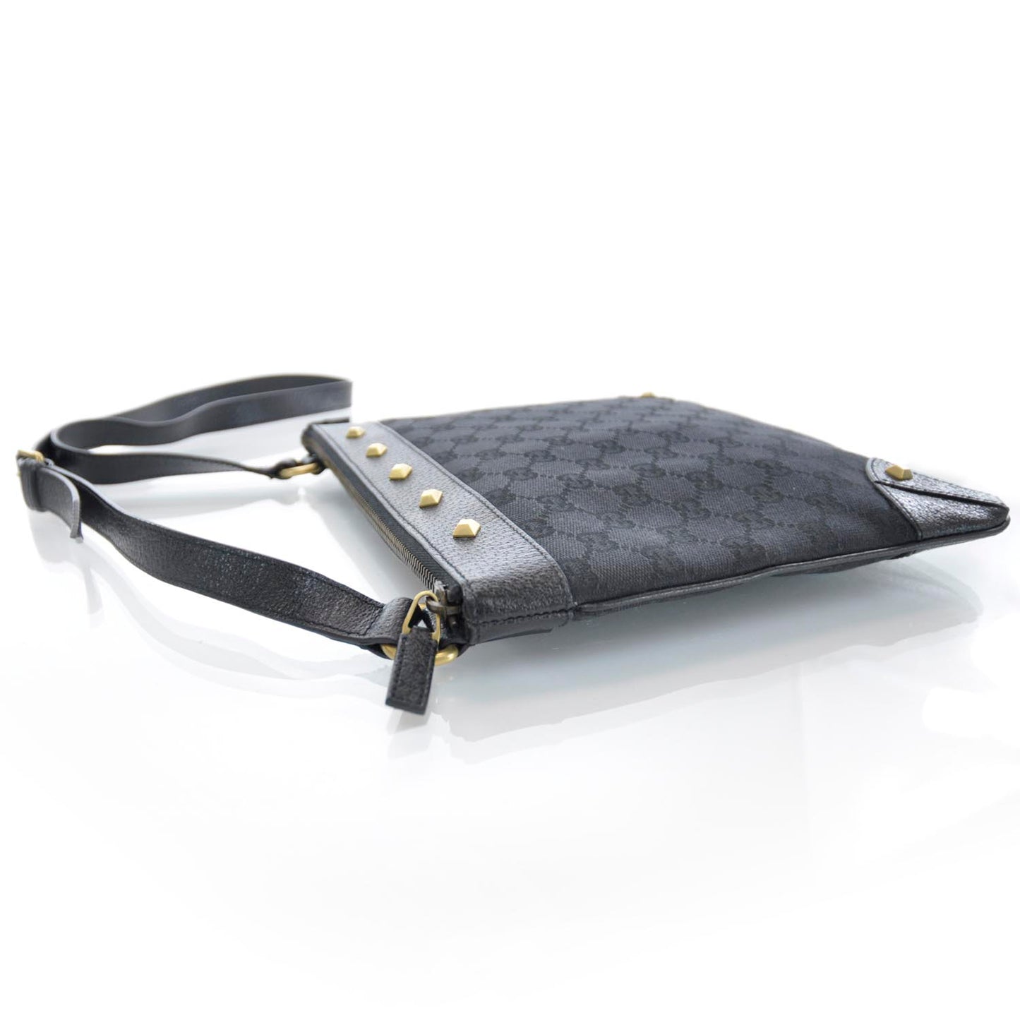 Monogram Horsebit Nail Messenger Black