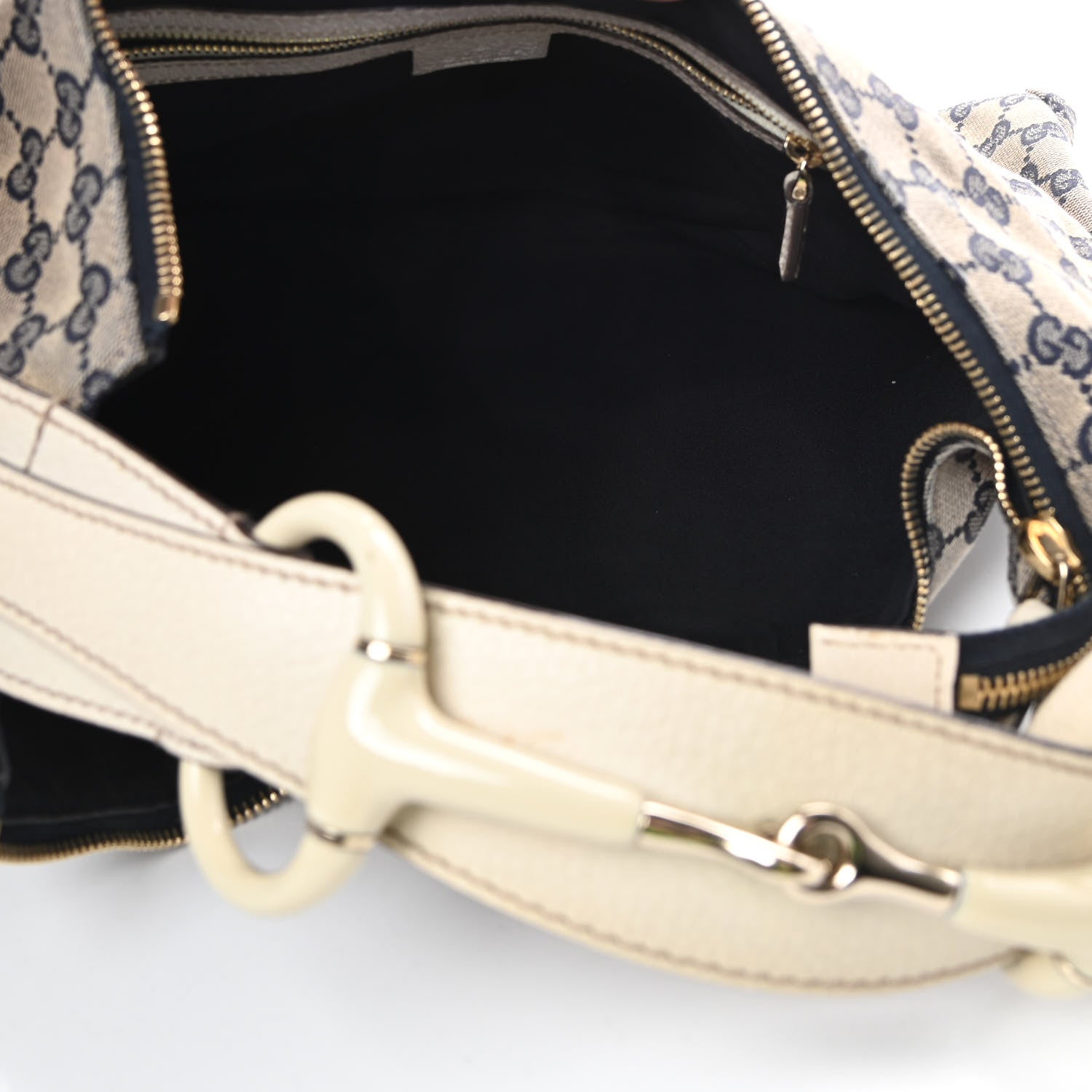 Gucci Monogram Medium Horsebit Chain Hobo Navy 5 of 11