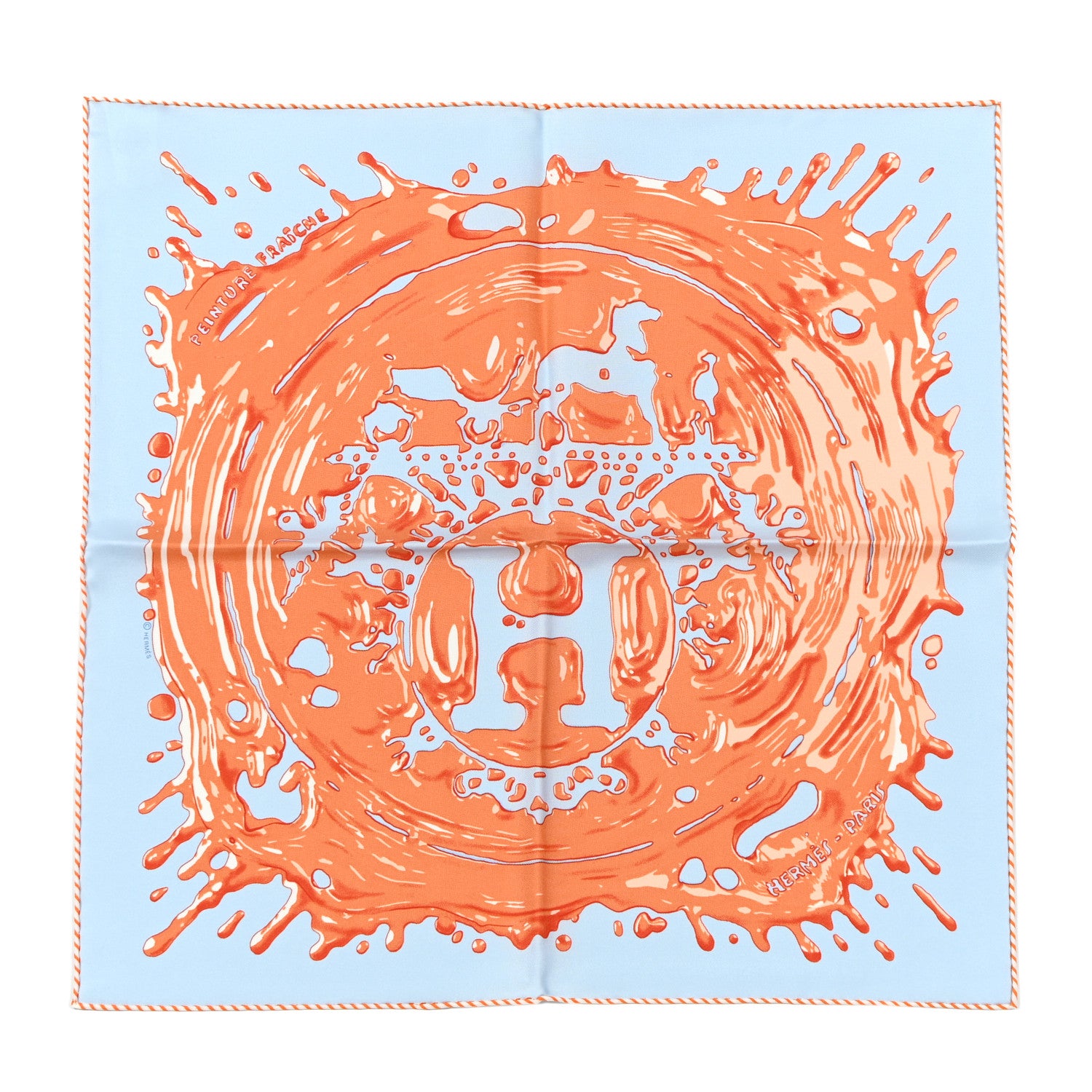 Hermes Silk Peinture Fraiche Scarf 45 Bleu Ciel Abricot 1 of 5