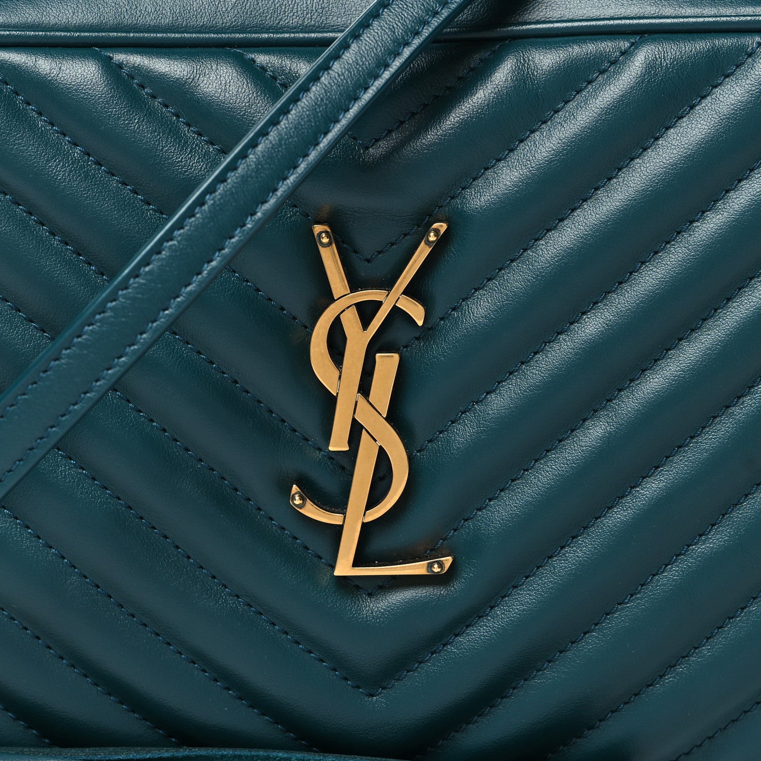 Saint Laurent Calfskin Matelasse Monogram Lou Camera Bag Sea Turquoise 7 of 9