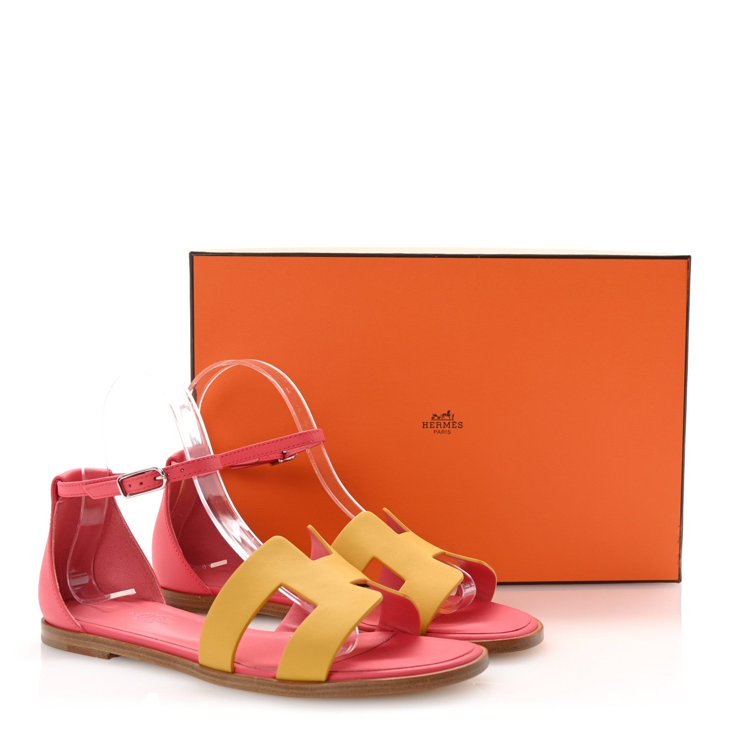 Hermes Calfskin Santorini Sandals 36.5 Jaune Sable Rose 10 of 10