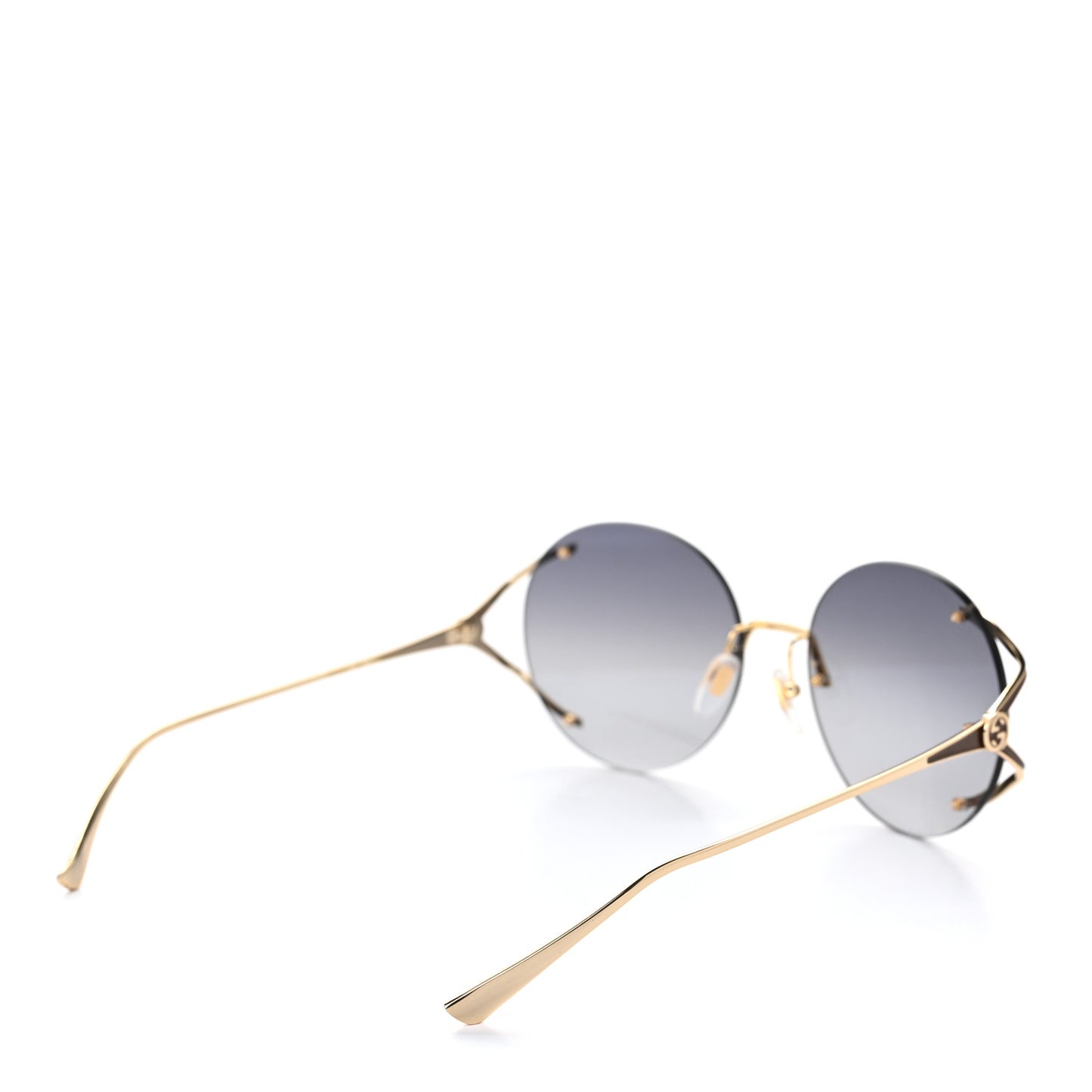 Metal Oversized Round Frame Sunglasses GG0645S Gold Grey