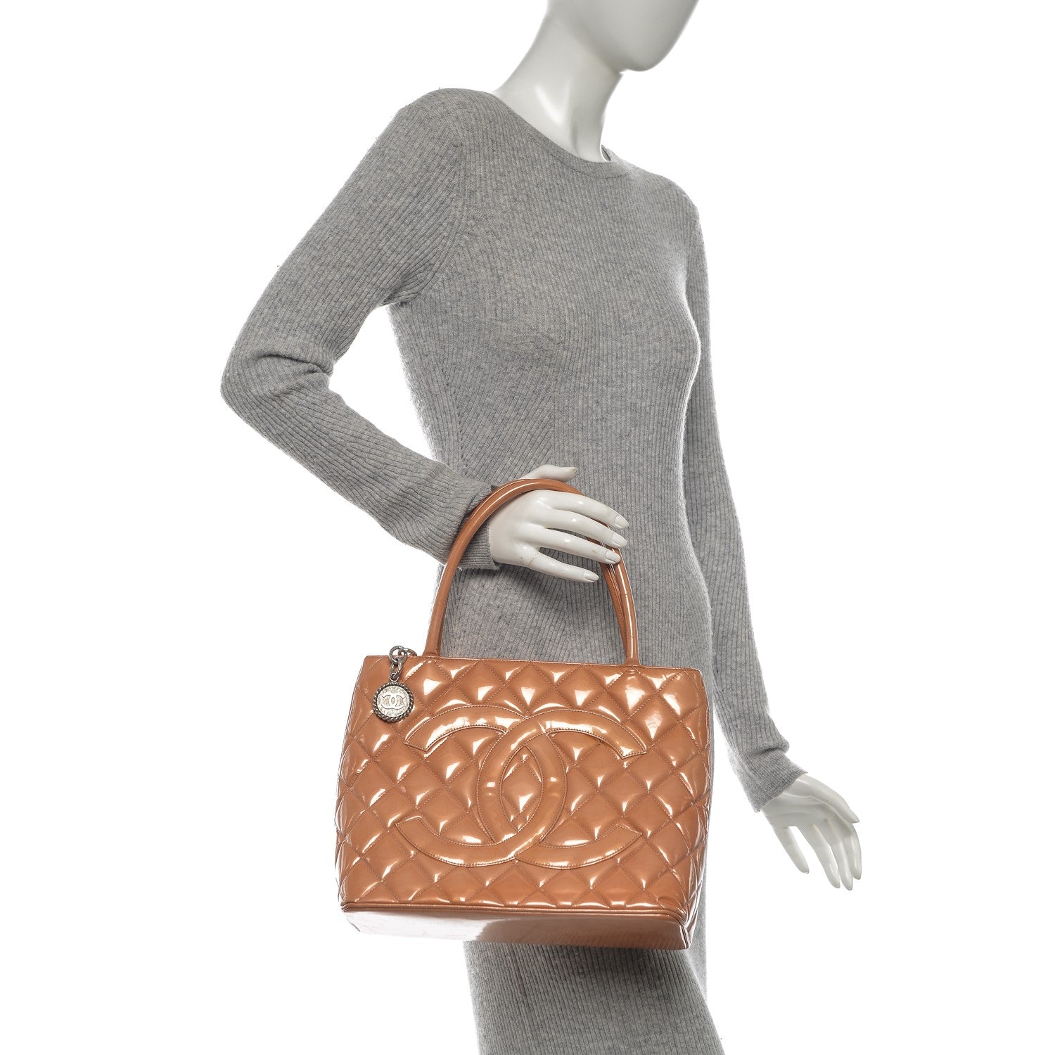 Chanel Patent Quilted Medallion Tote Orange 2 of 10