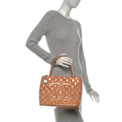 Chanel Patent Quilted Medallion Tote Orange 2 of 10